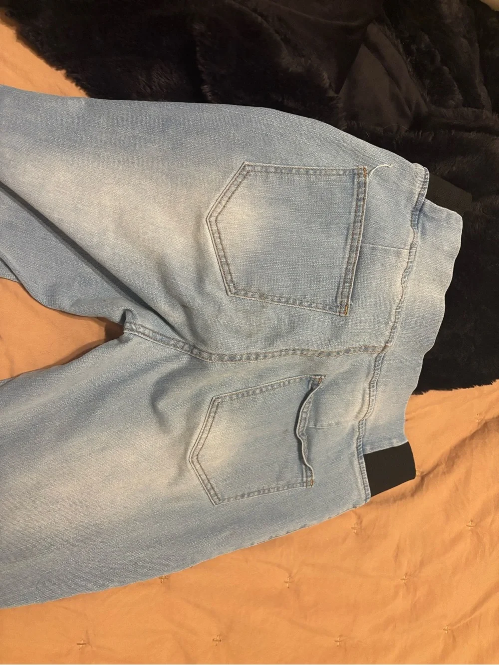 SHEIN Light Blue Stretch Jeggings with Black Elastic Waistband